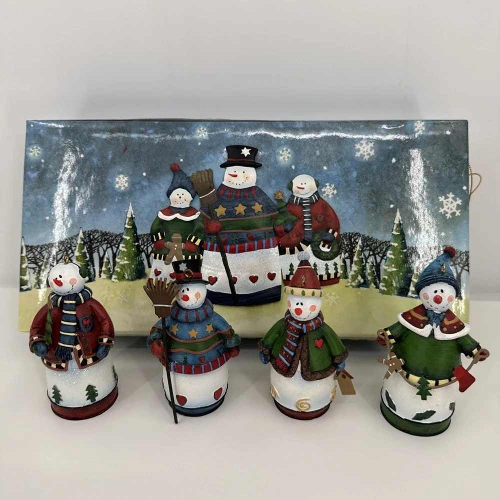 Snowman polymetal ornament Set 4 Gift Box‎